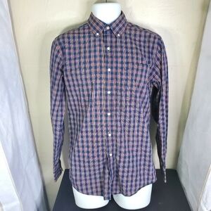 Tommy Hilfiger Slim Fit Plaid Poplin Button Down Long Sleeve Shirt Medium 15.5